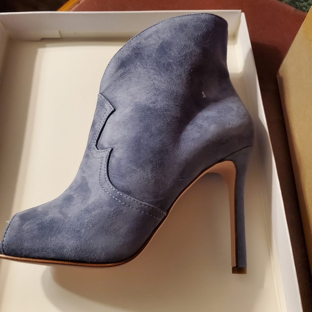 BLUE SUEDE PEEP TOE BOOTIES💙 Brand New Too!
